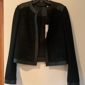 NWT Elie Tahari Wool/Leather Zipper Jacket Size XS